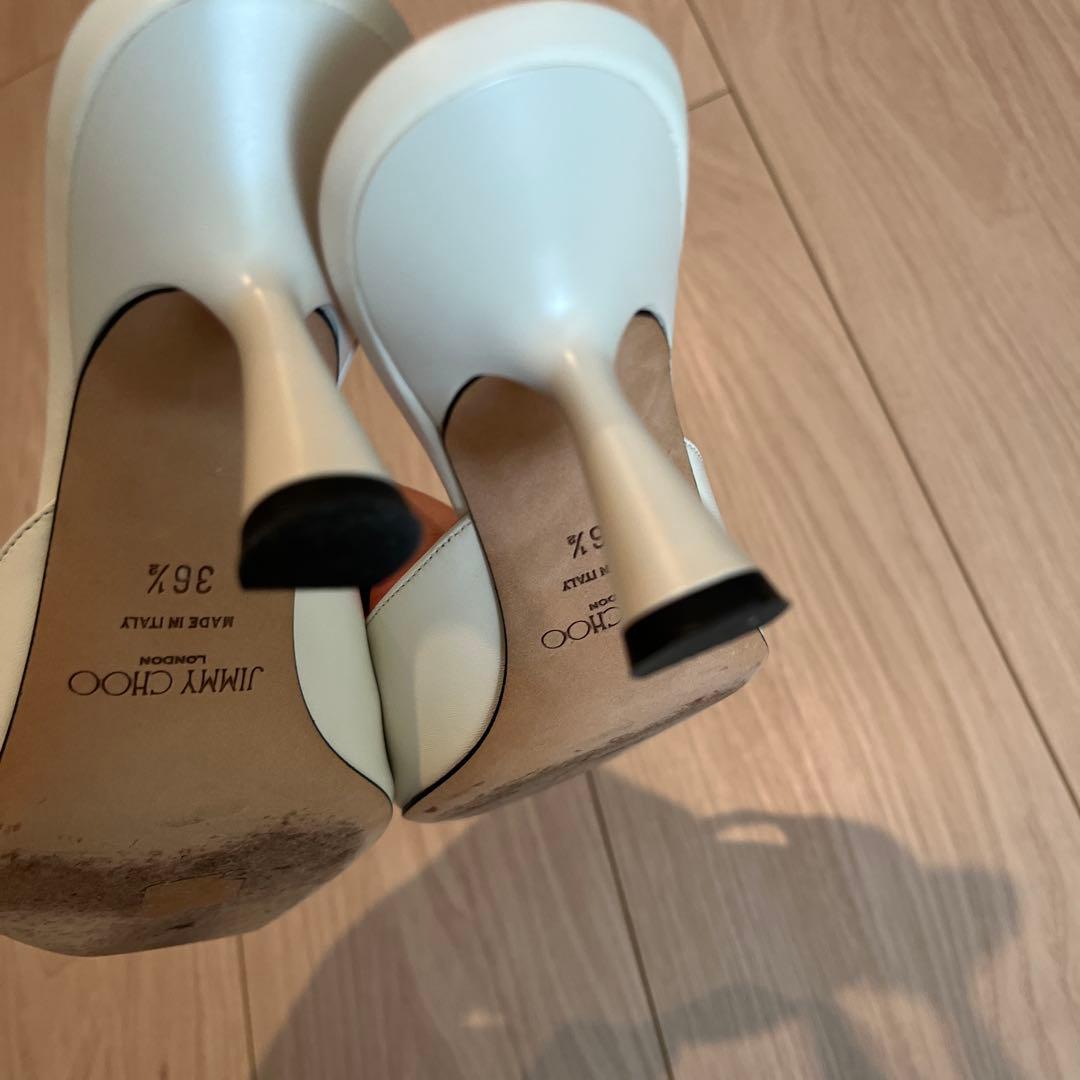 JIMMY CHOO ホワイト ミュール 約6cmヒール