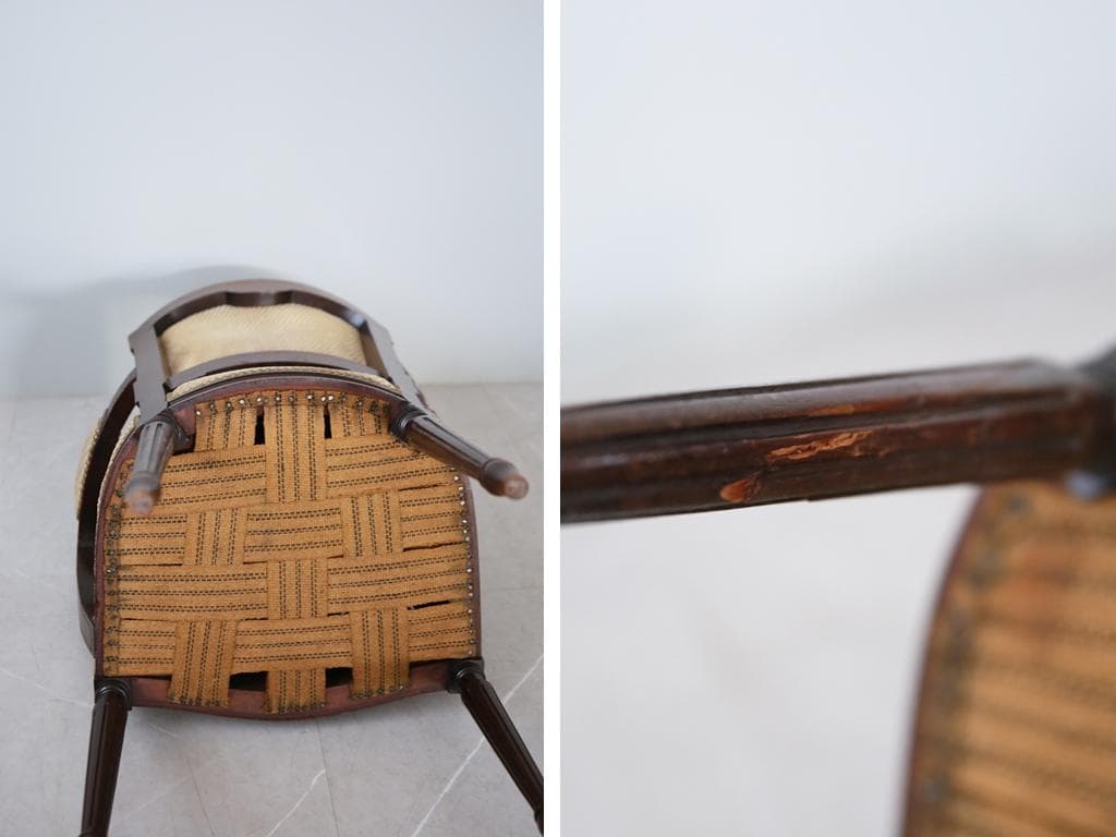 フランスアンティークルイ16世様式アームチェア/サロンイス/肘掛け90-78-2