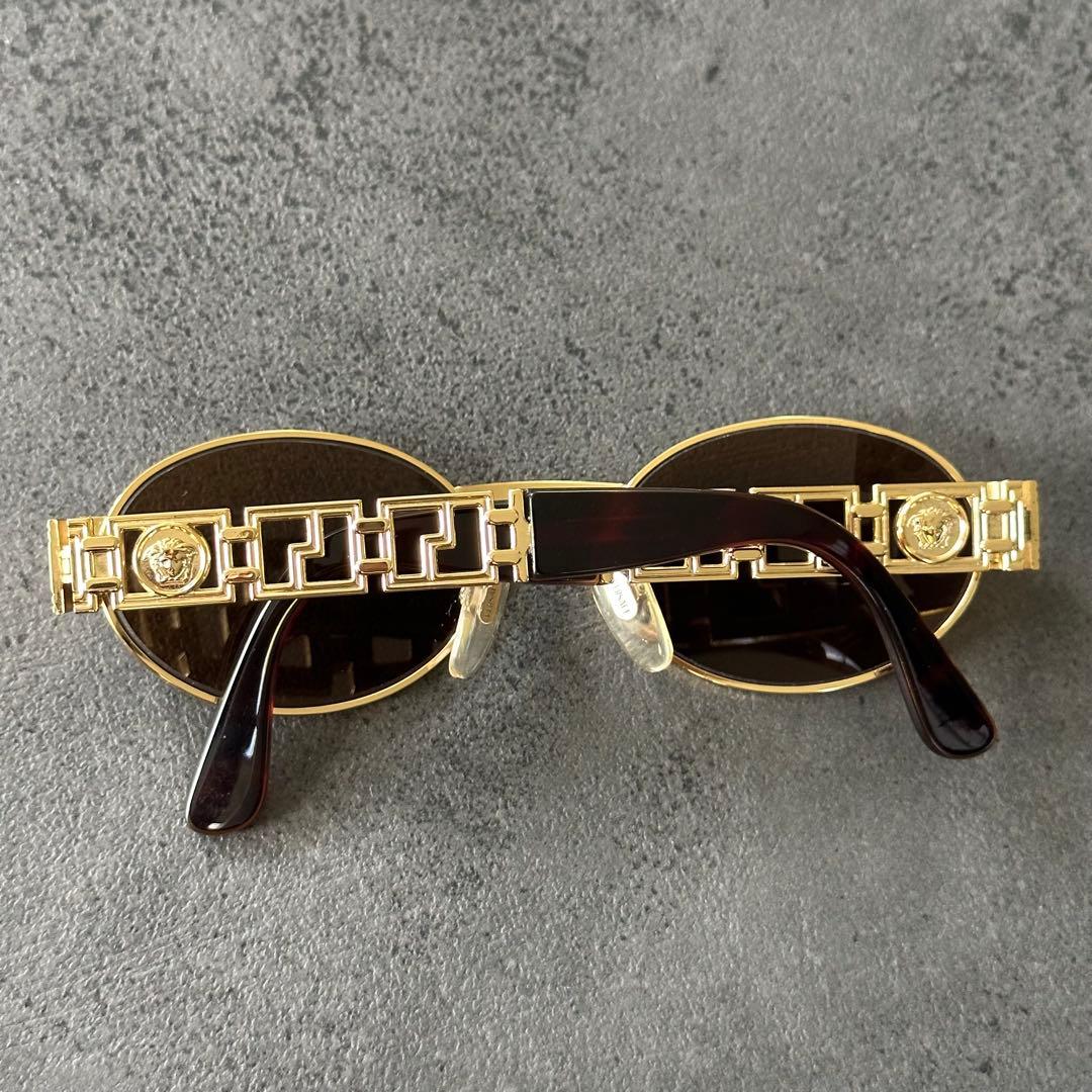 VERSACE メデューサ 鼈甲 金縁 フルリム オーバル サングラス①