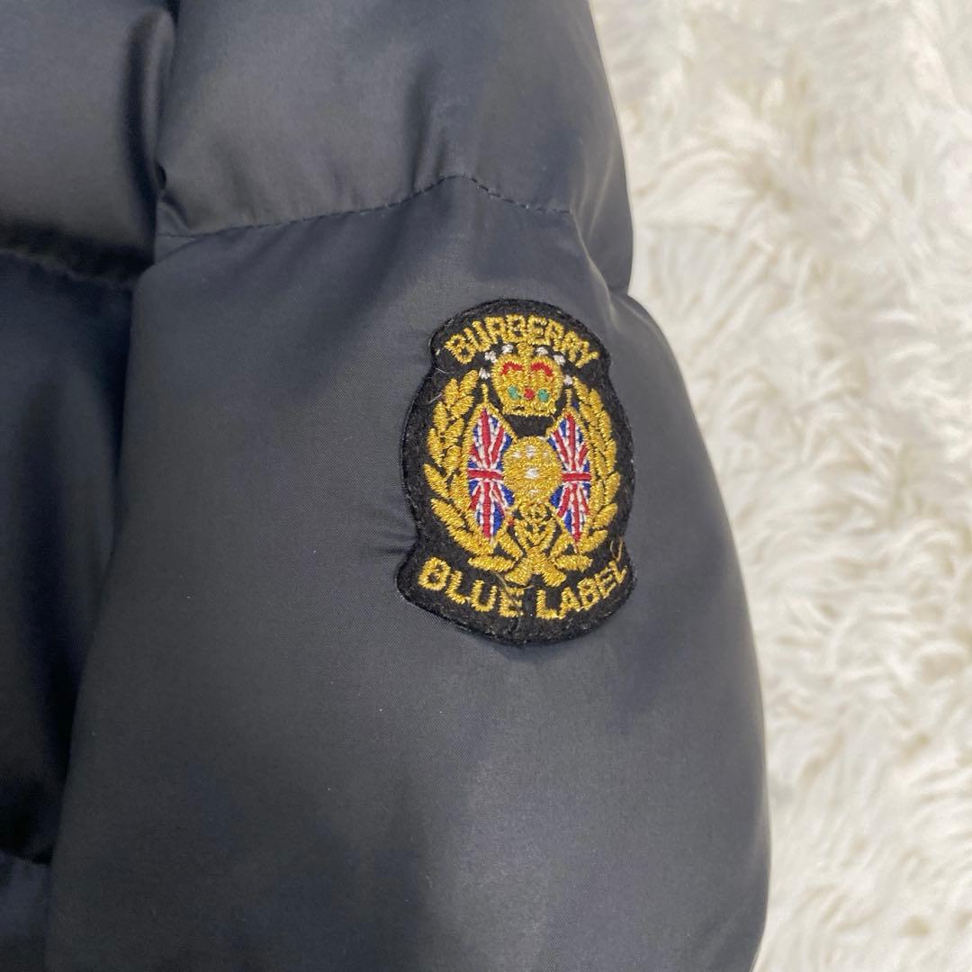 バーバリーブルーレーベル フード付きダウンジャケット ノバチェック 短丈 黒