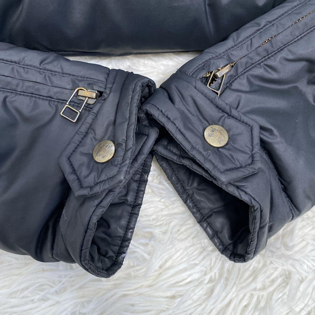 バーバリーブルーレーベル フード付きダウンジャケット ノバチェック 短丈 黒