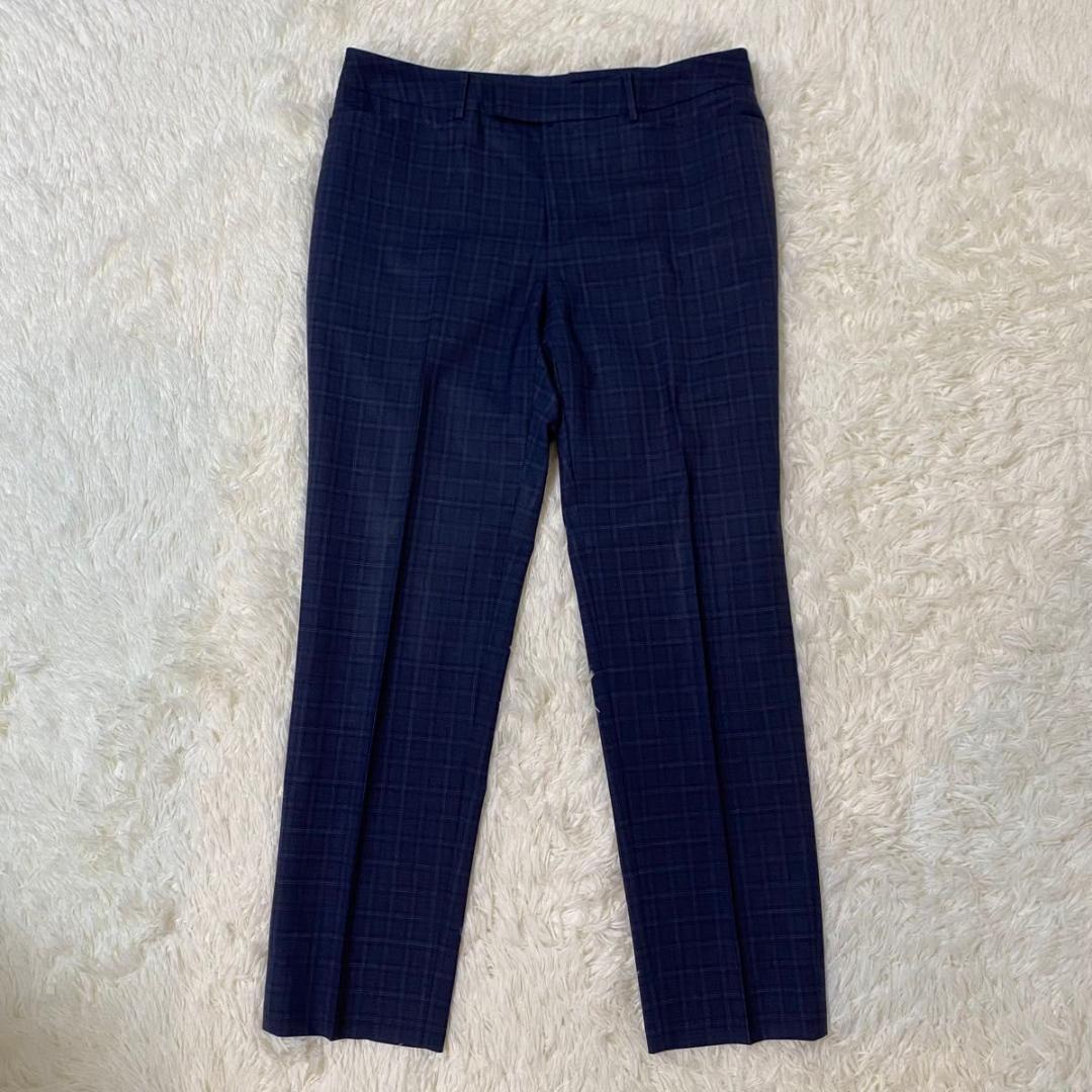 【美品】HILTON パンツスーツ ネイビー チェック ツーパンツ