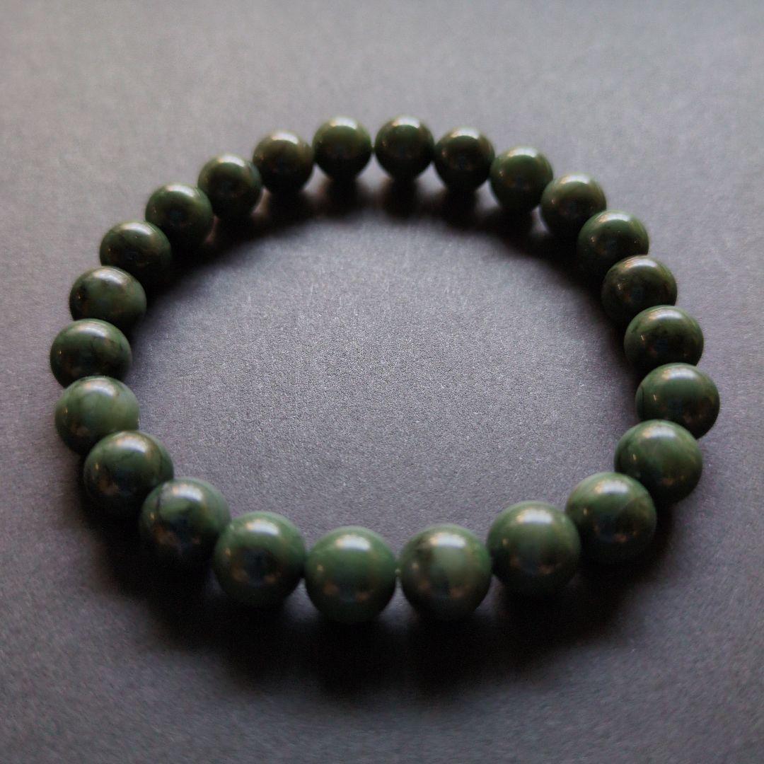 【証明書付き】島根 花仙山 出雲石 ブレスレット 濃厚青緑 ☆希少【碧玉】日本製
