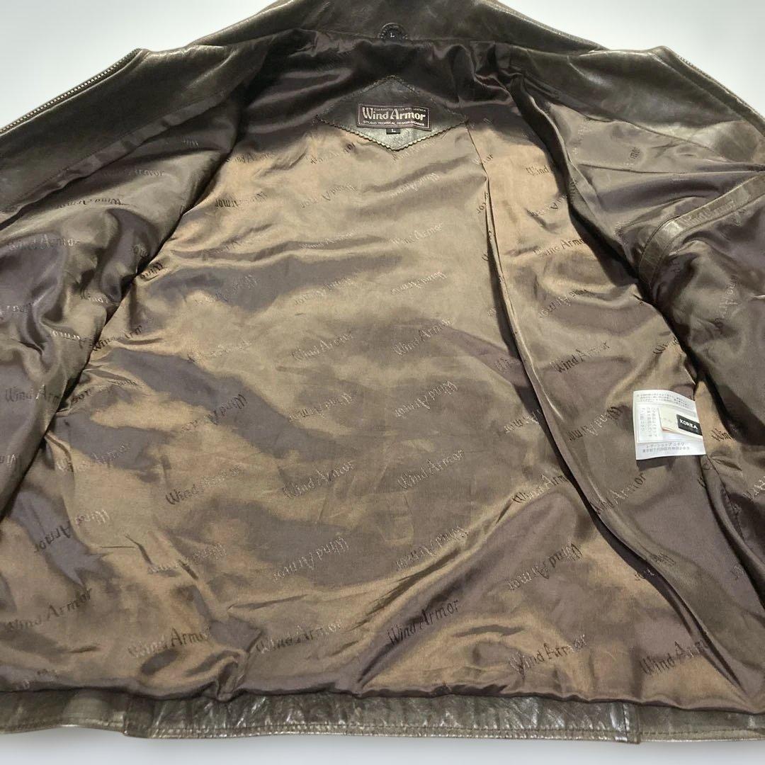 【激シブ】✨ ウインドアーマー レザージャケット 牛革 シングルライダース L