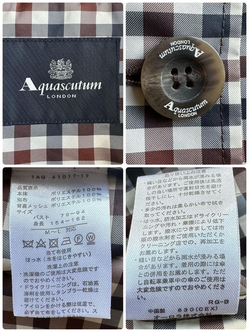 極美品▲Aquascutum アクアスキュータム /レインコート クラブチェック