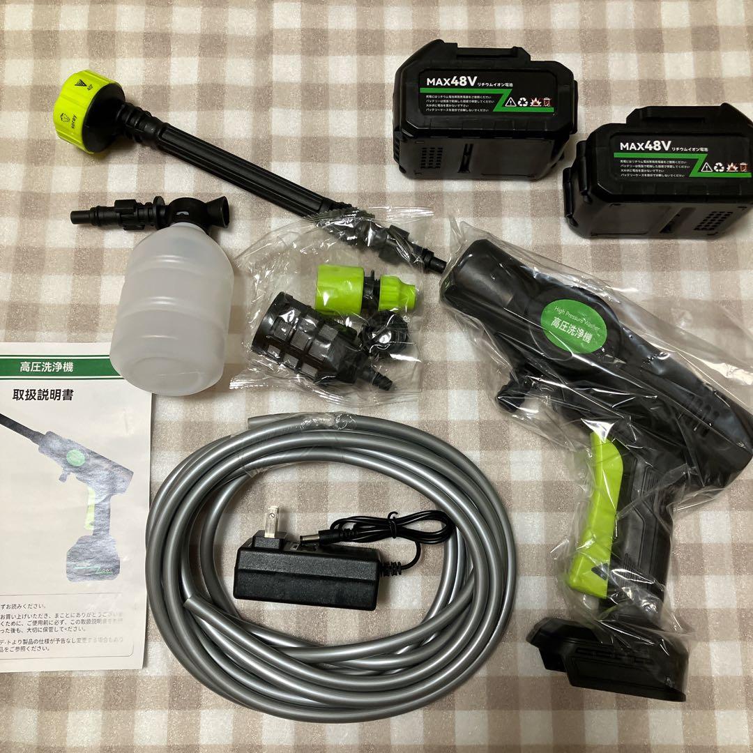 高圧洗浄機 コードレス 充電式12000mAhバッテリー2個付噴射距離5-10M