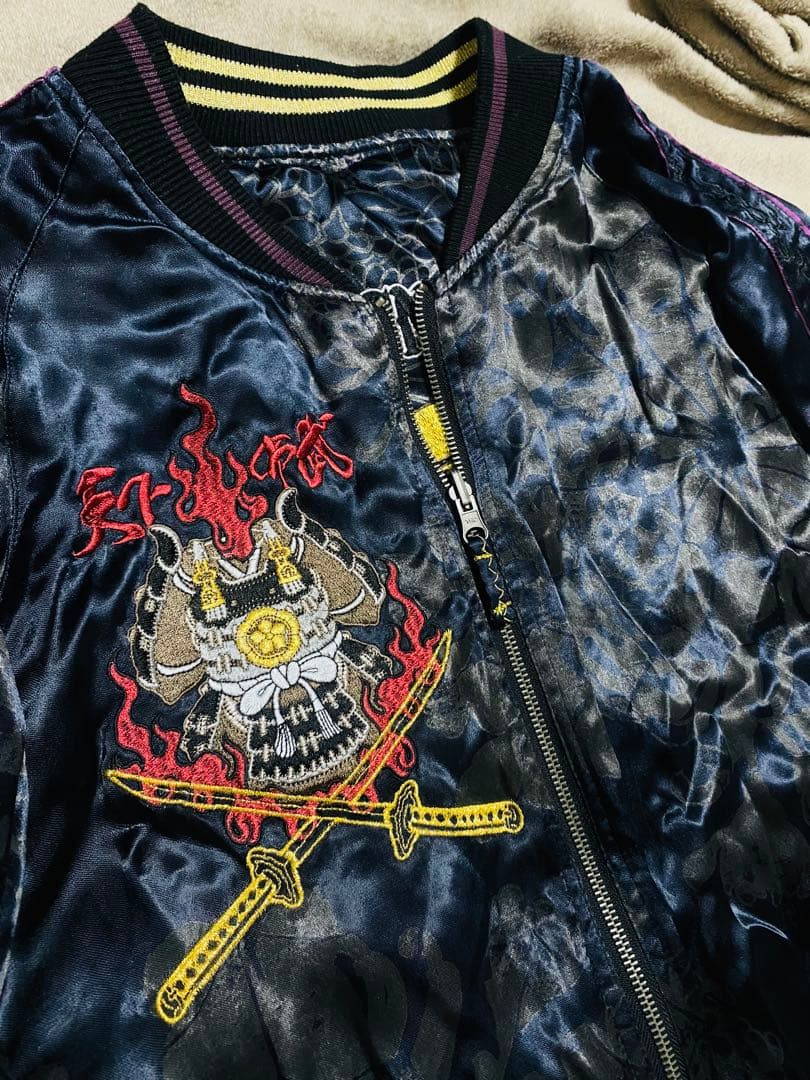 ２面用 美品 雅結 日本限定 スカル スカジャン unisex レーヨン