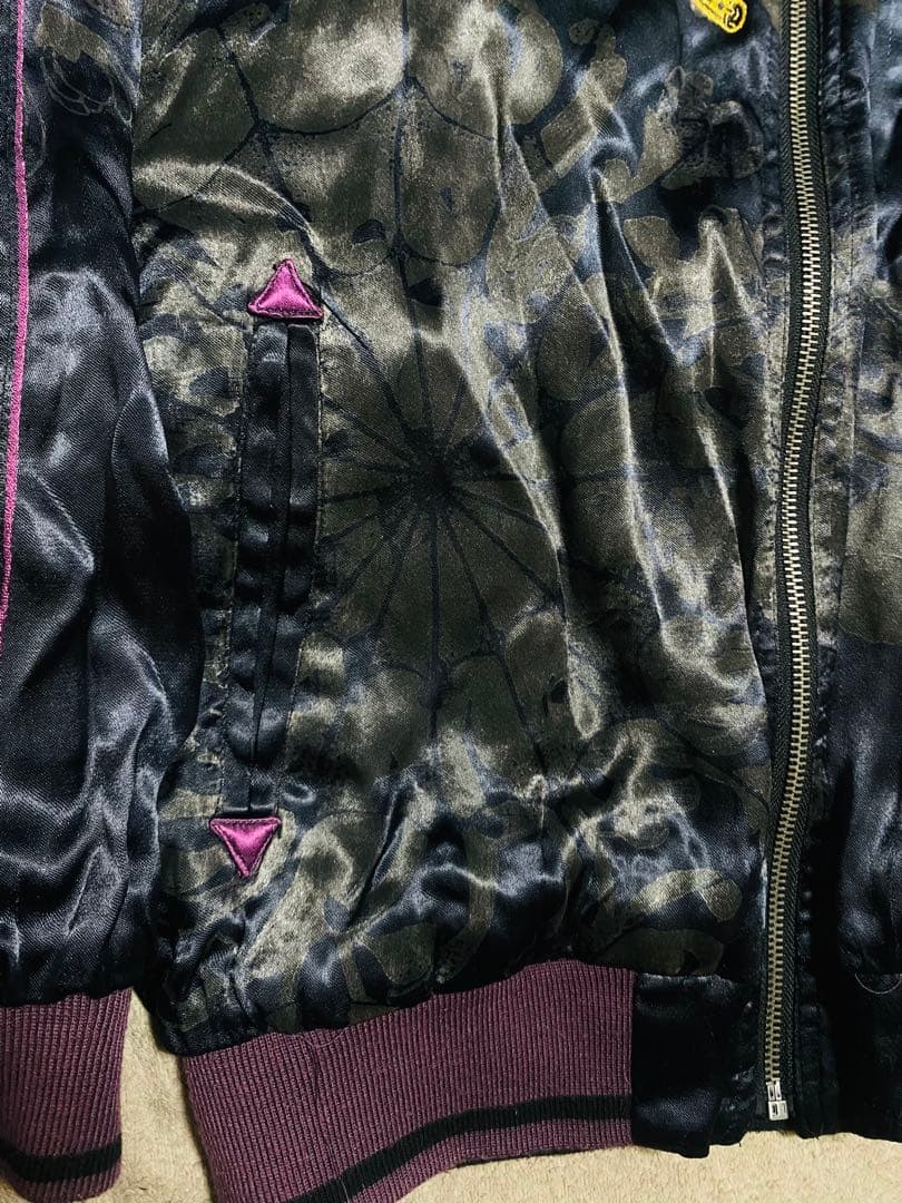 ２面用 美品 雅結 日本限定 スカル スカジャン unisex レーヨン