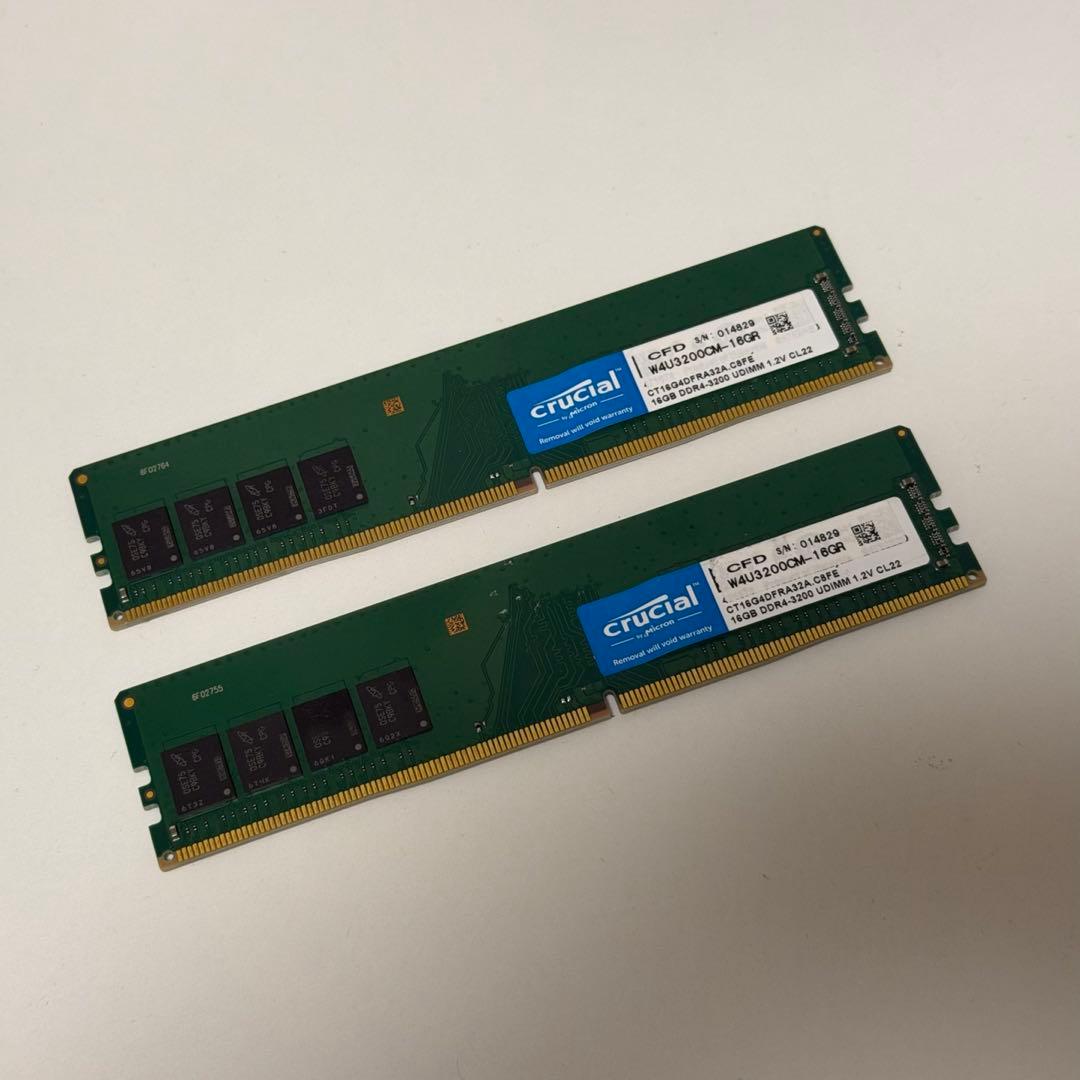 Crucial 16GB DDR4 2枚セット W4U3200CM-16GR