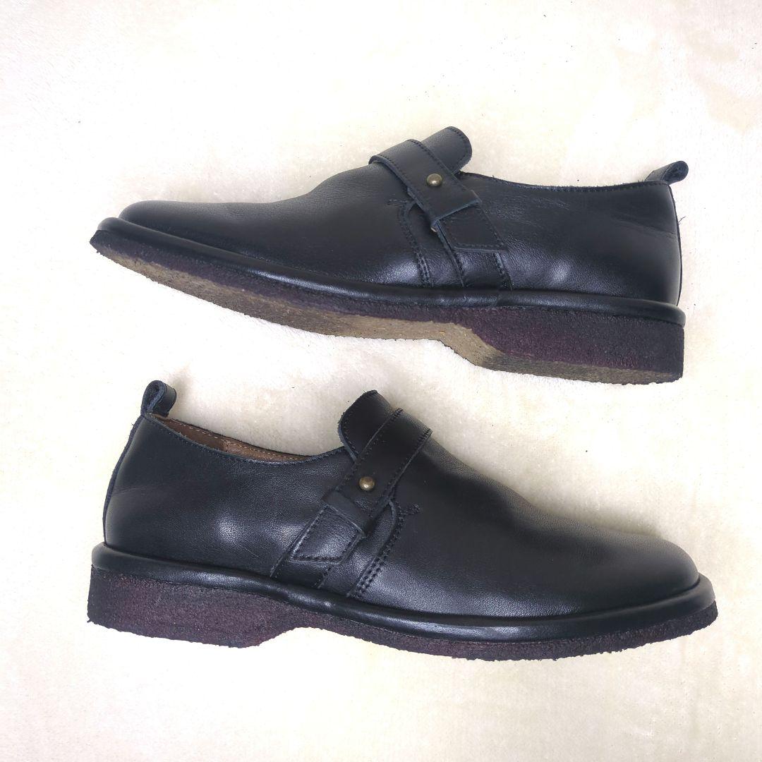 SAYA【美品】23.5 ベルトデザイン スリッポンシューズ レザー　黒