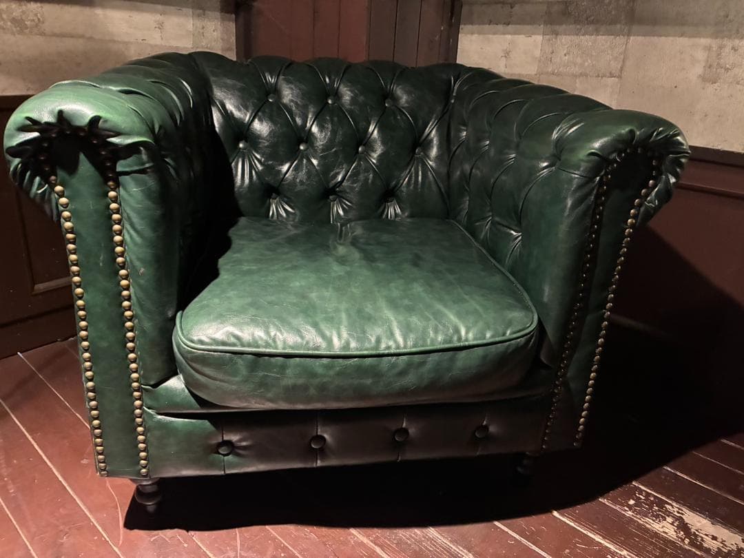 チェスターフィールド アームチェア ダークグリーン