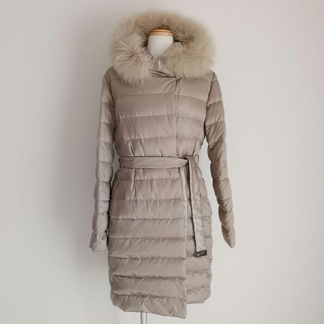 エスマックスマーラ リバーシブル 洗える グースダウンコート ファー ベルト S