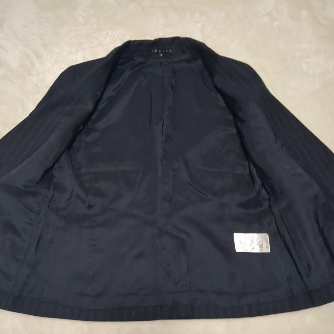 theory　セオリー パンツスーツ 紺　ストライプ カシミヤ　セットアップ
