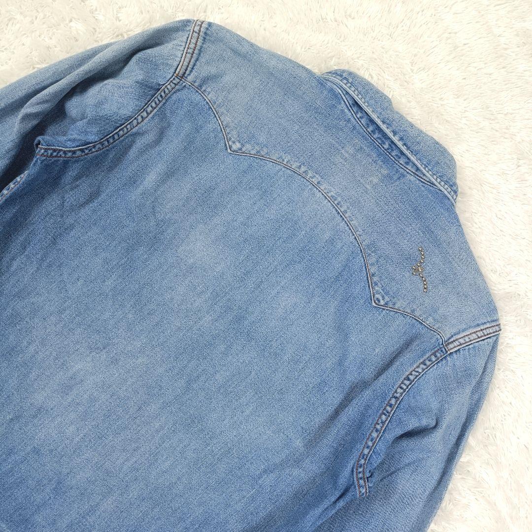 BLUE BLUE × HTC フラワースタッズ デニム ウエスタンシャツ L