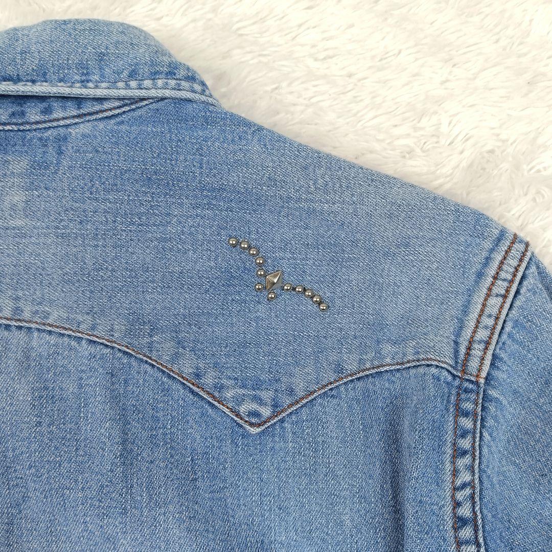 BLUE BLUE × HTC フラワースタッズ デニム ウエスタンシャツ L