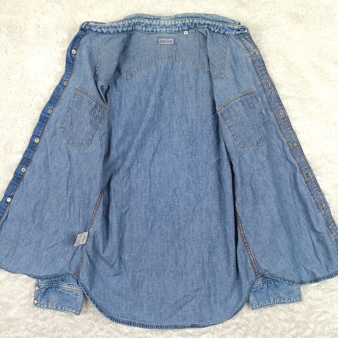 BLUE BLUE × HTC フラワースタッズ デニム ウエスタンシャツ L