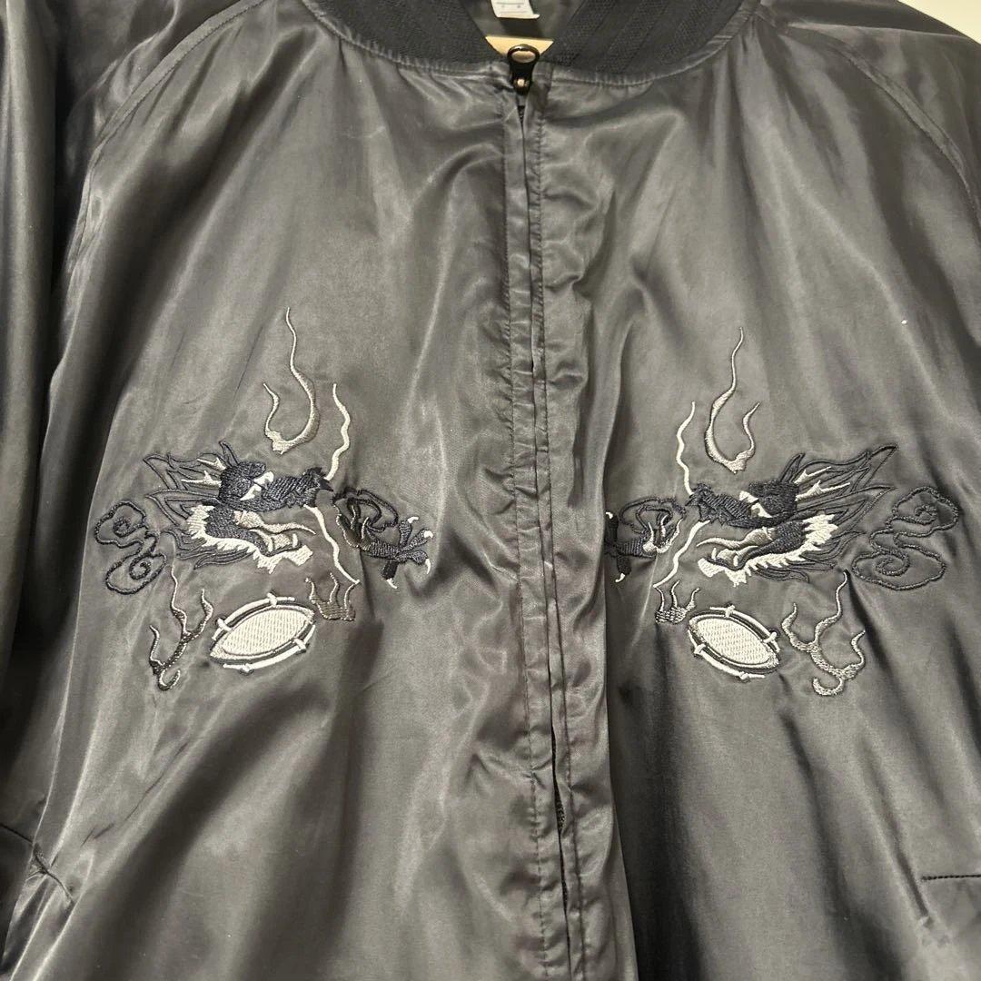 【希少サイズ、日本和柄刺繍】adidasオールブラックス　スカジャン　限定