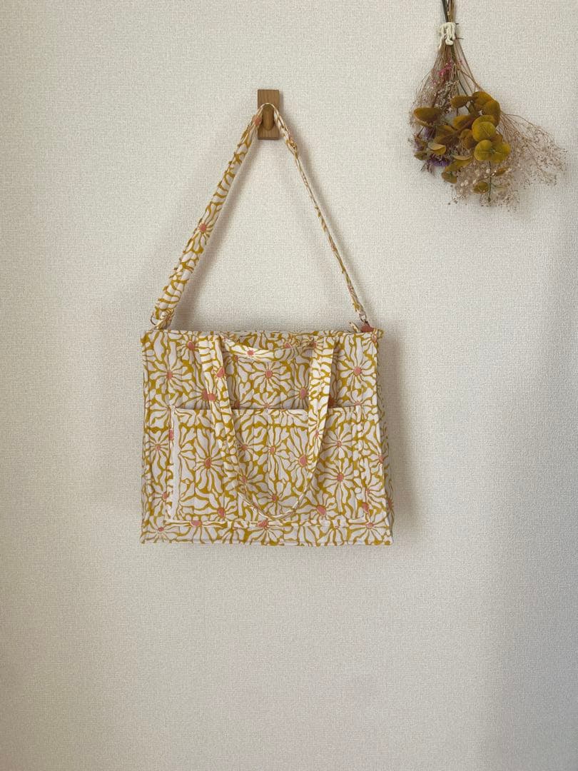 【ERINApage】インド綿2wayトートバッグ　大容量バッグ