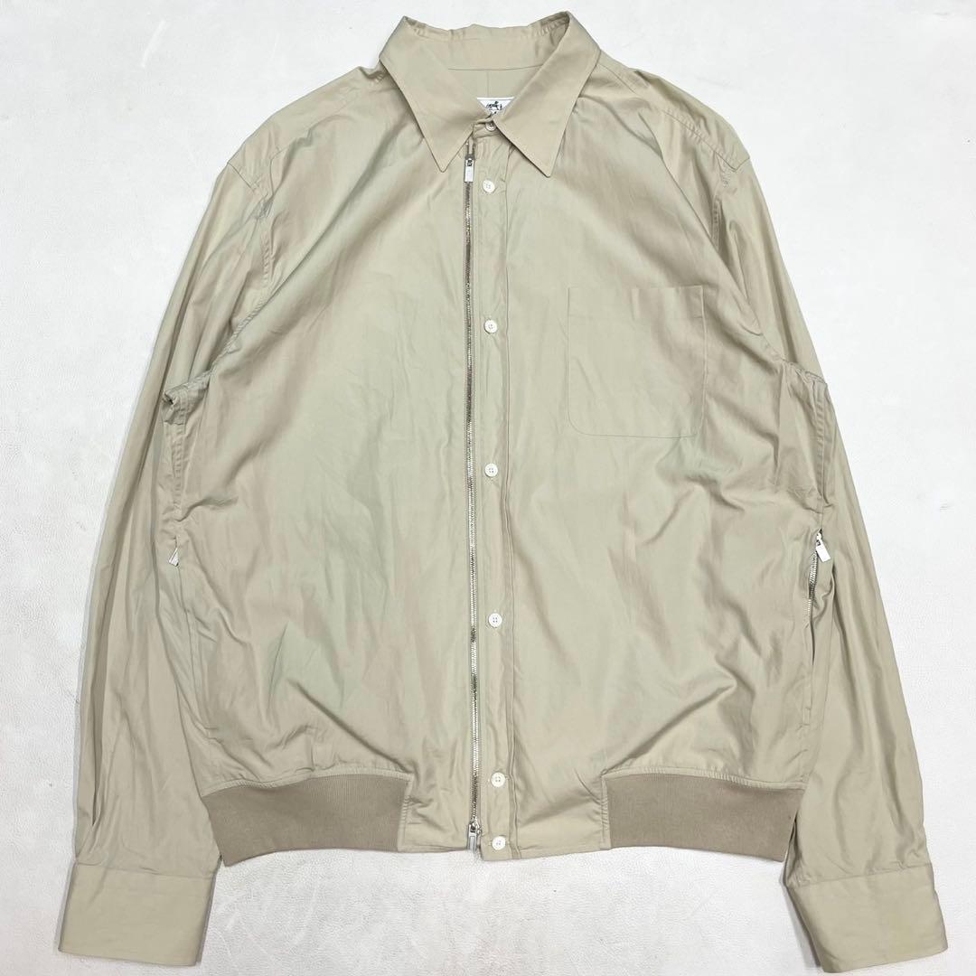 HERMES エルメス ジップアップ シャツブルゾン ベージュ スウィングトップ