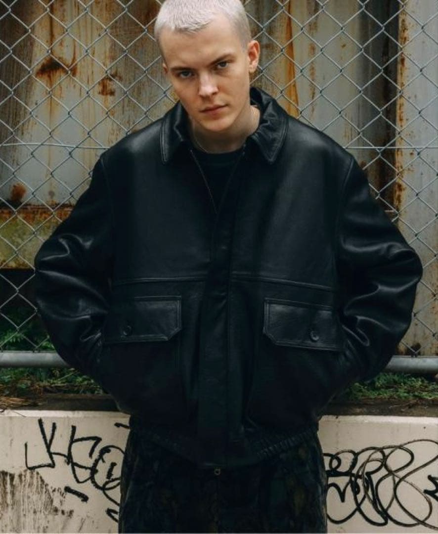 Journal Standard ラム ダッドレザージャケット L Black