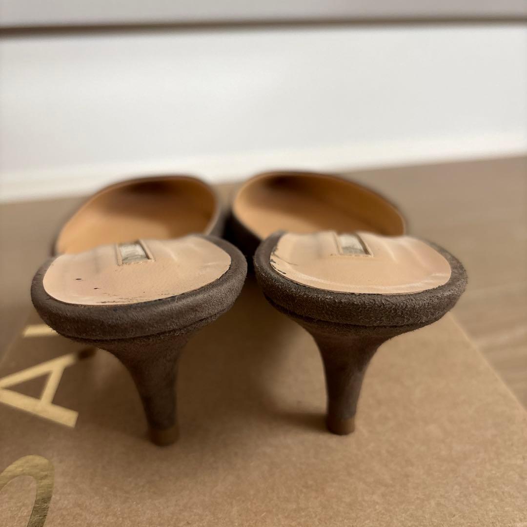 ドゥーズィエムクラス　グレー ポインテッドトゥ ミュール