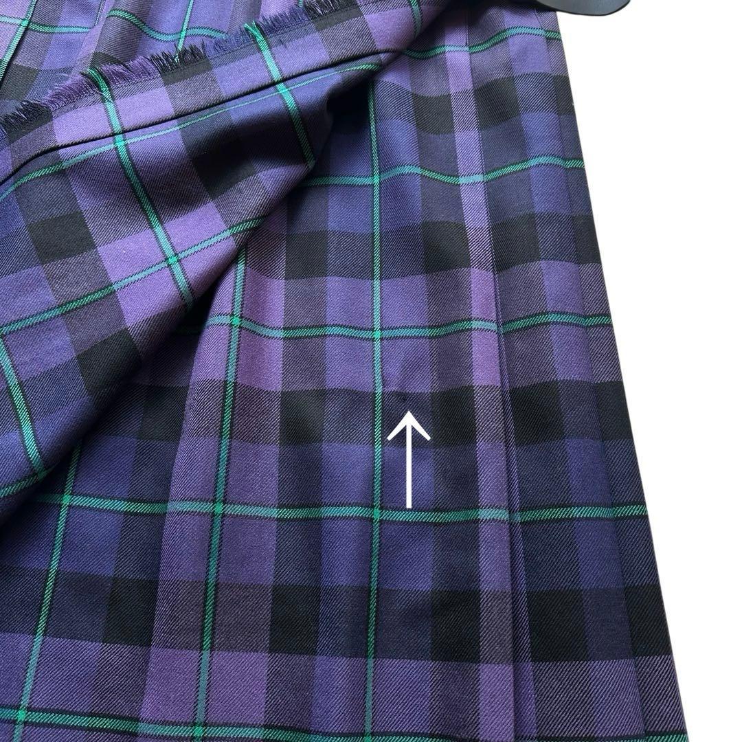 オニールオブダブリン タータンチェック柄 ラップ ロングスカート プリーツ 紫