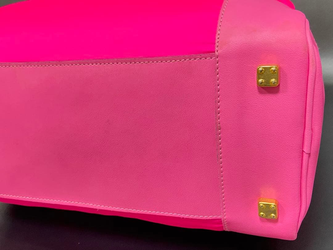 ロエベ ミニボストン アナグラム アマソナ32ナイロンレザー ピンク 旅行バッグ