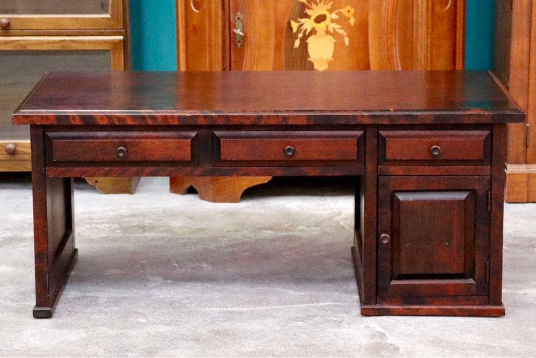 GMIS75○北海道民芸家具 文机 樺材 レトロ アンティーク 和家具 飛騨