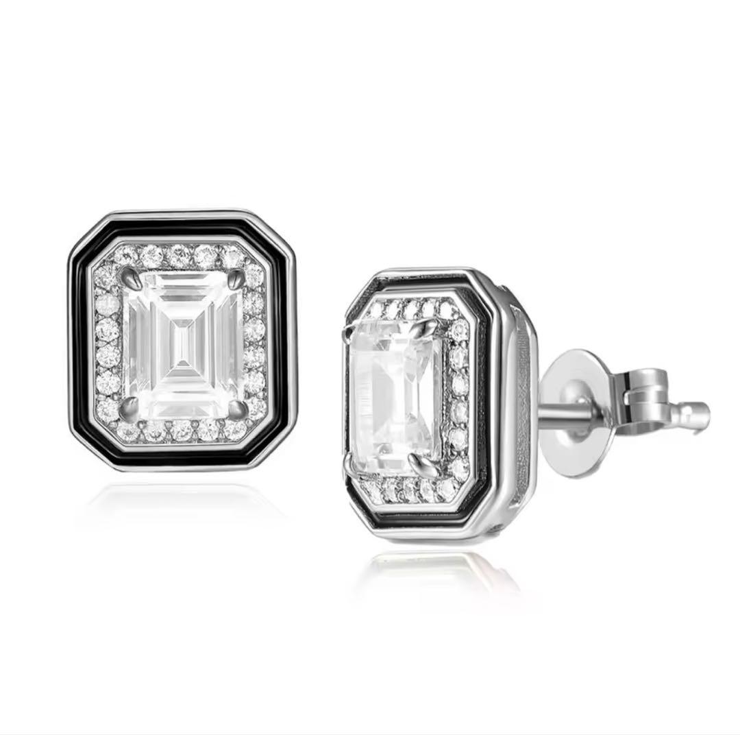 在庫ラス1エメラルドカット リズレ　スタッドピアス SV925