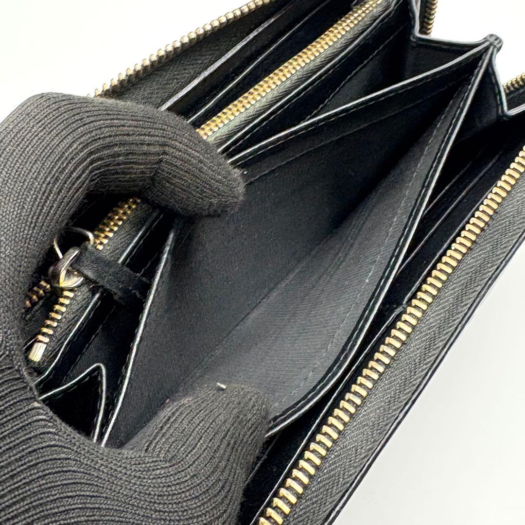 GUCCI グッチ　長財布　ラウンドファスナー　シマ