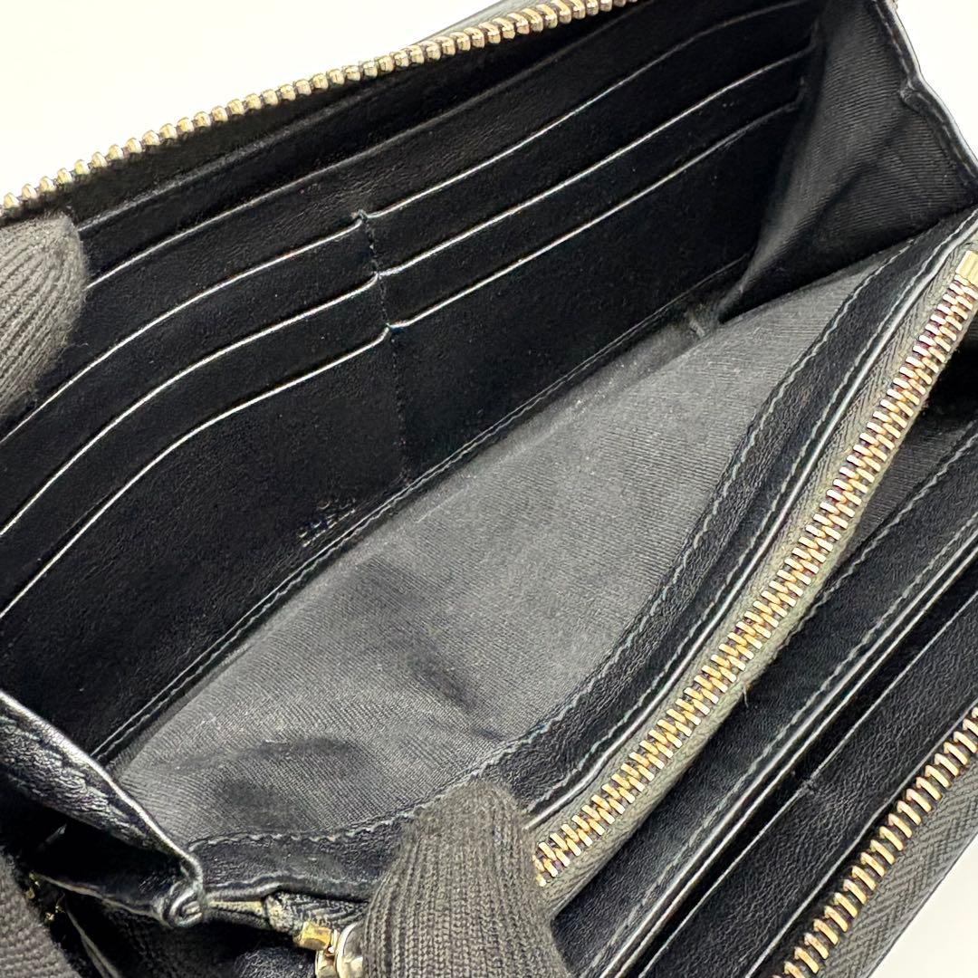 GUCCI グッチ　長財布　ラウンドファスナー　シマ