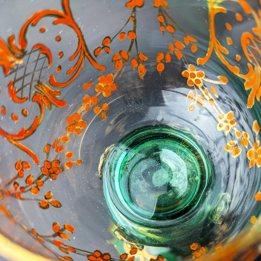 モーゼル金彩ルネサンス調ゴブレット3客 希少ヴィンテージ ボヘミア皇室御用達美品