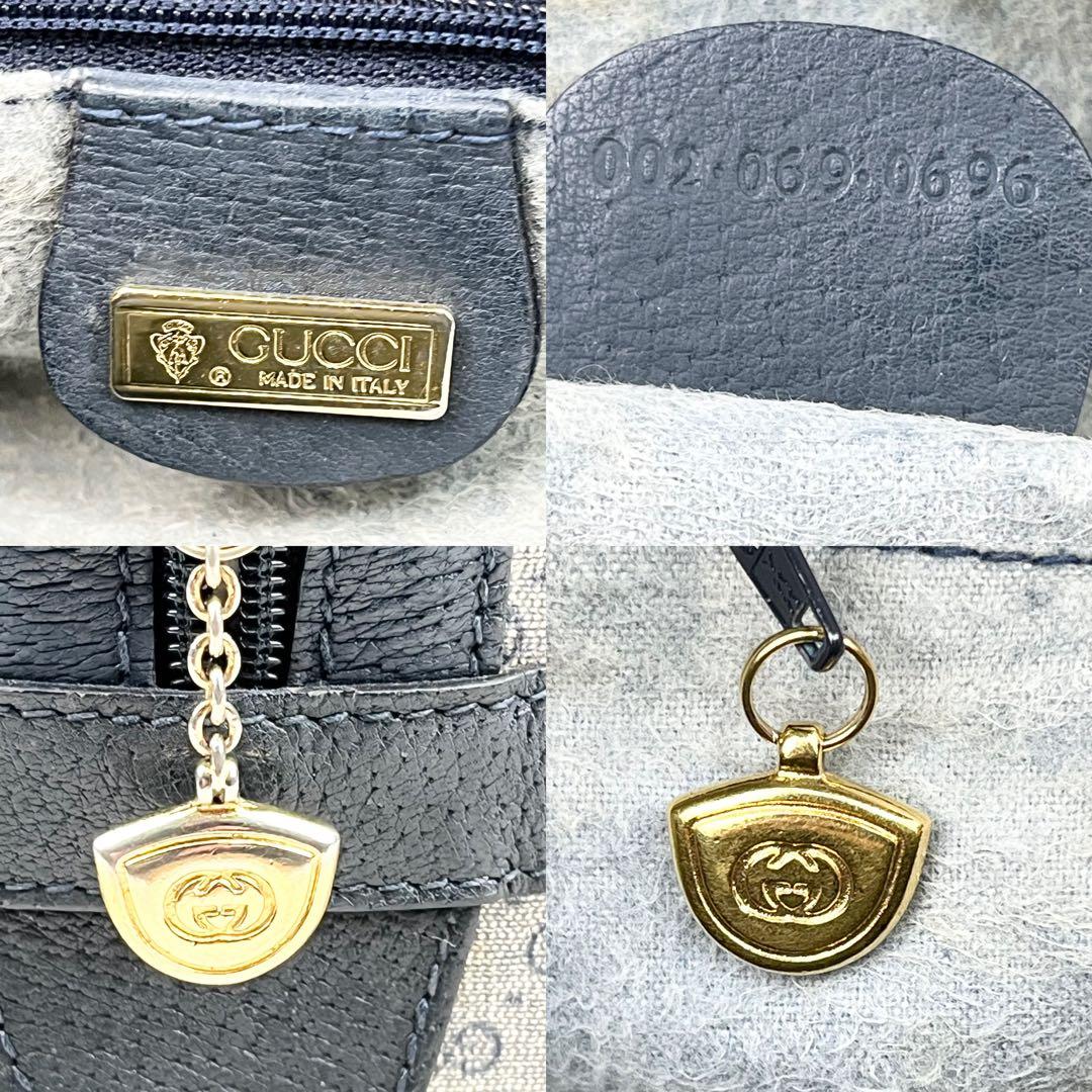 【希少】オールドグッチ マイクロGG ロゴ型押し ボストンバッグ ネイビー