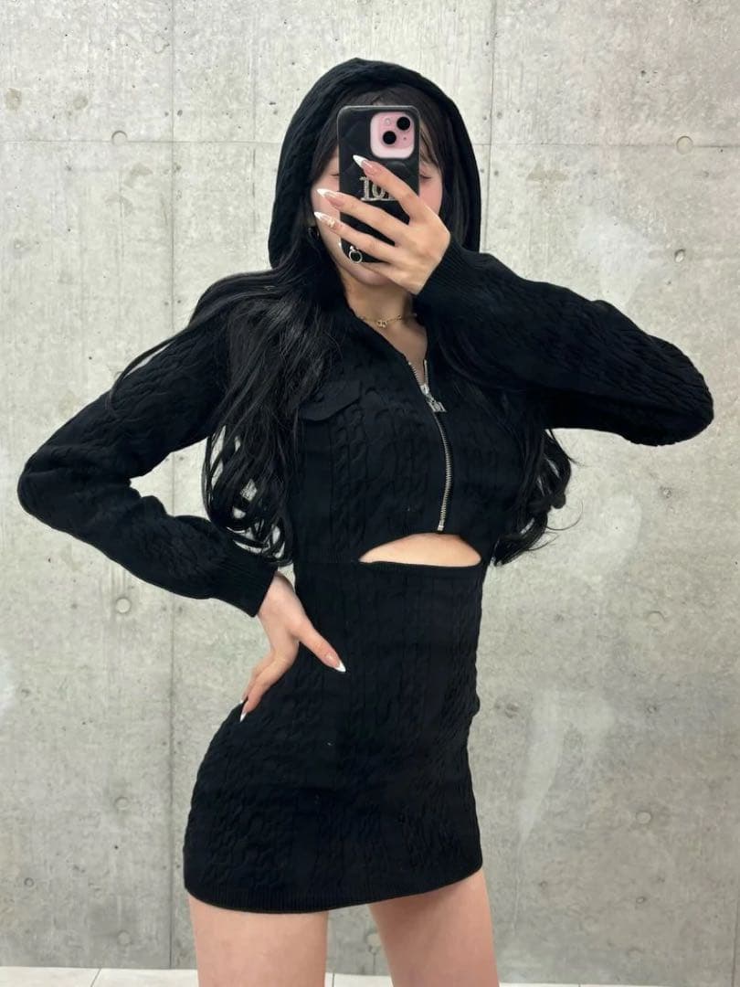 あ*様 ♡ ダーリッチ Darich ♡ オープンケーブルニットミニワンピース