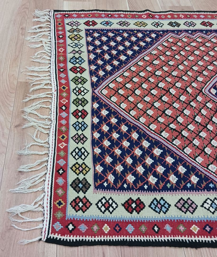 Y2744 ペルシャ絨毯 キリム ラグマット 手織り ウール 152×100㎝