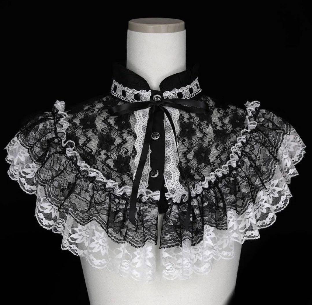 最終値下げ Mrcorset ロリータ 黒白レース襟 つけ襟 ゴスロリ