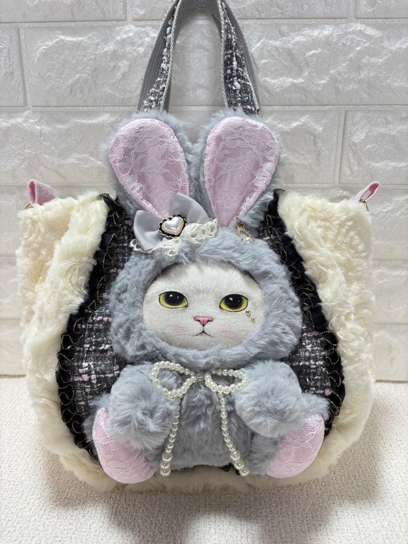 黒*こ様 コヤンイサムチョン　ハンドメイド　ファーバッグ　ギムくん　グレーうさぎ