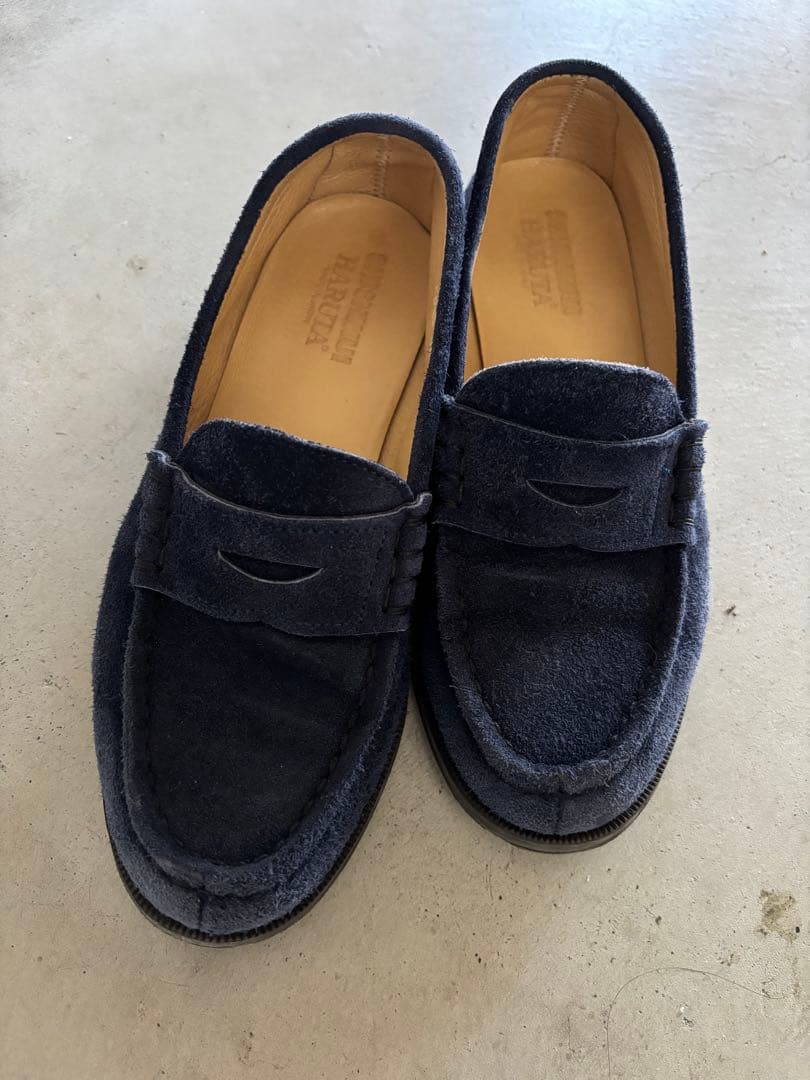 shishikui HARUTA ネイビー スエード ローファー