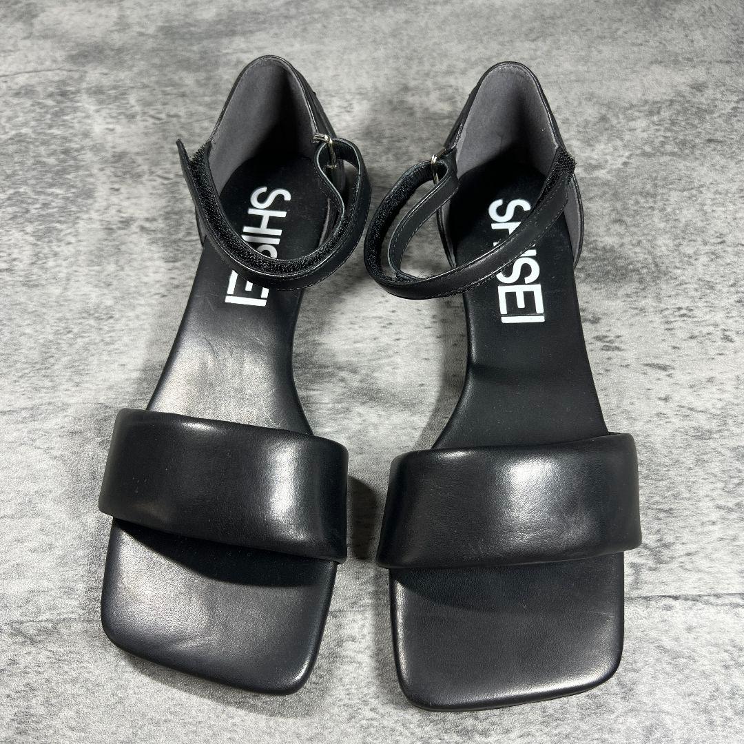 極美品【SHISEI】（36）パデッドサンダル アンクルストラップ ブラック