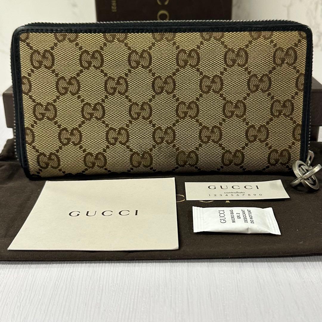 新品同様‼️ グッチ　GUCCI 財布　長財布　GGキャンバス ラウンドファスナー