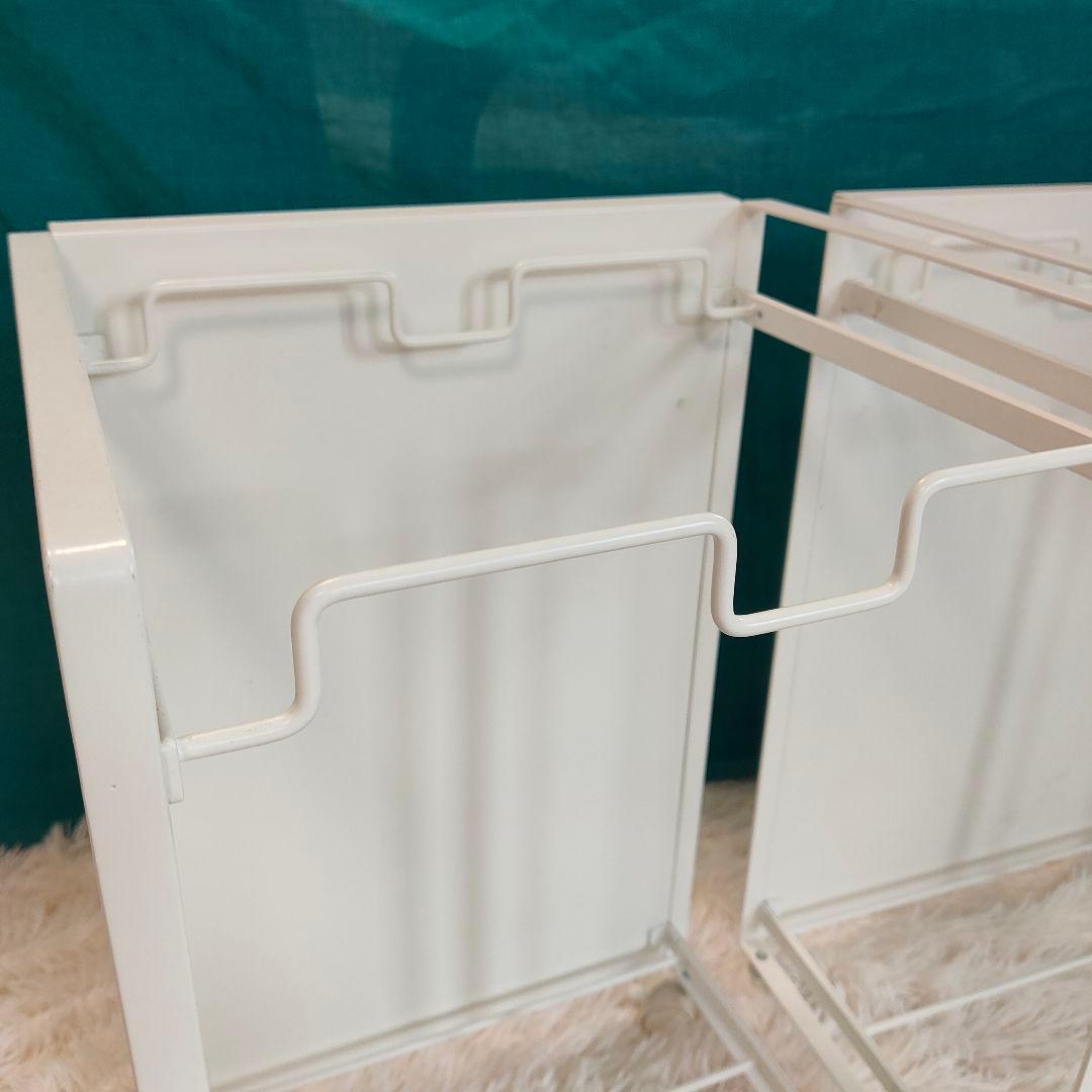 美品✨山崎実業　ホワイト レジ袋 目隠し2分別ダストワゴン ×２個