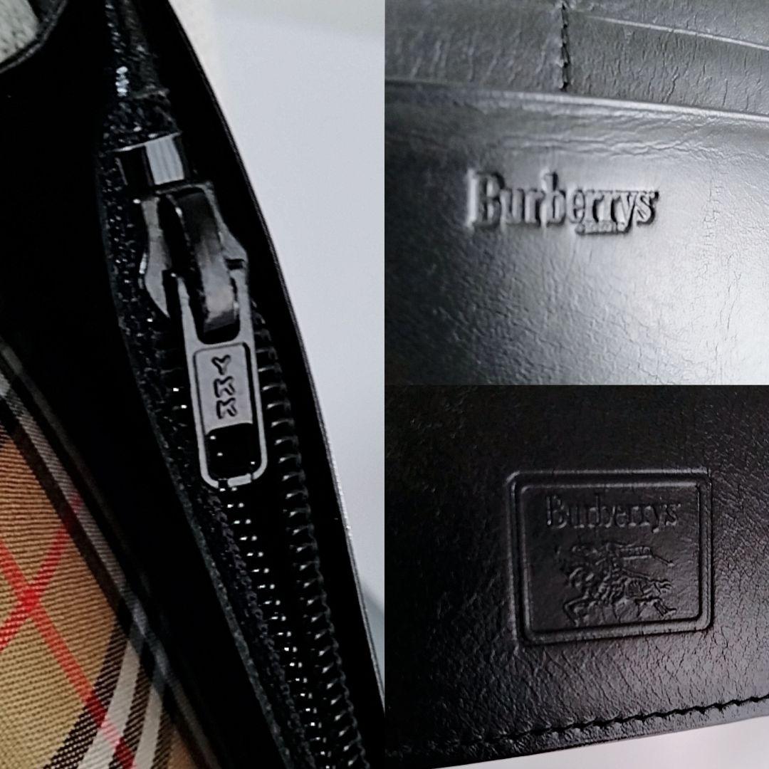 【超美品】BURBERRYS 長財布 ブラック 羊革 裏地ノバチェック