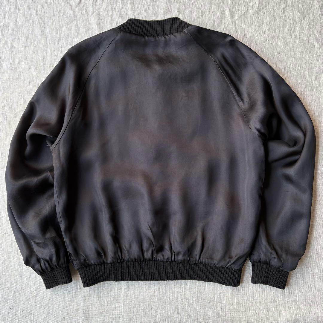 SKULL WORKS スカル 骸骨 龍 刺繍 スカジャン ブラック レーヨン