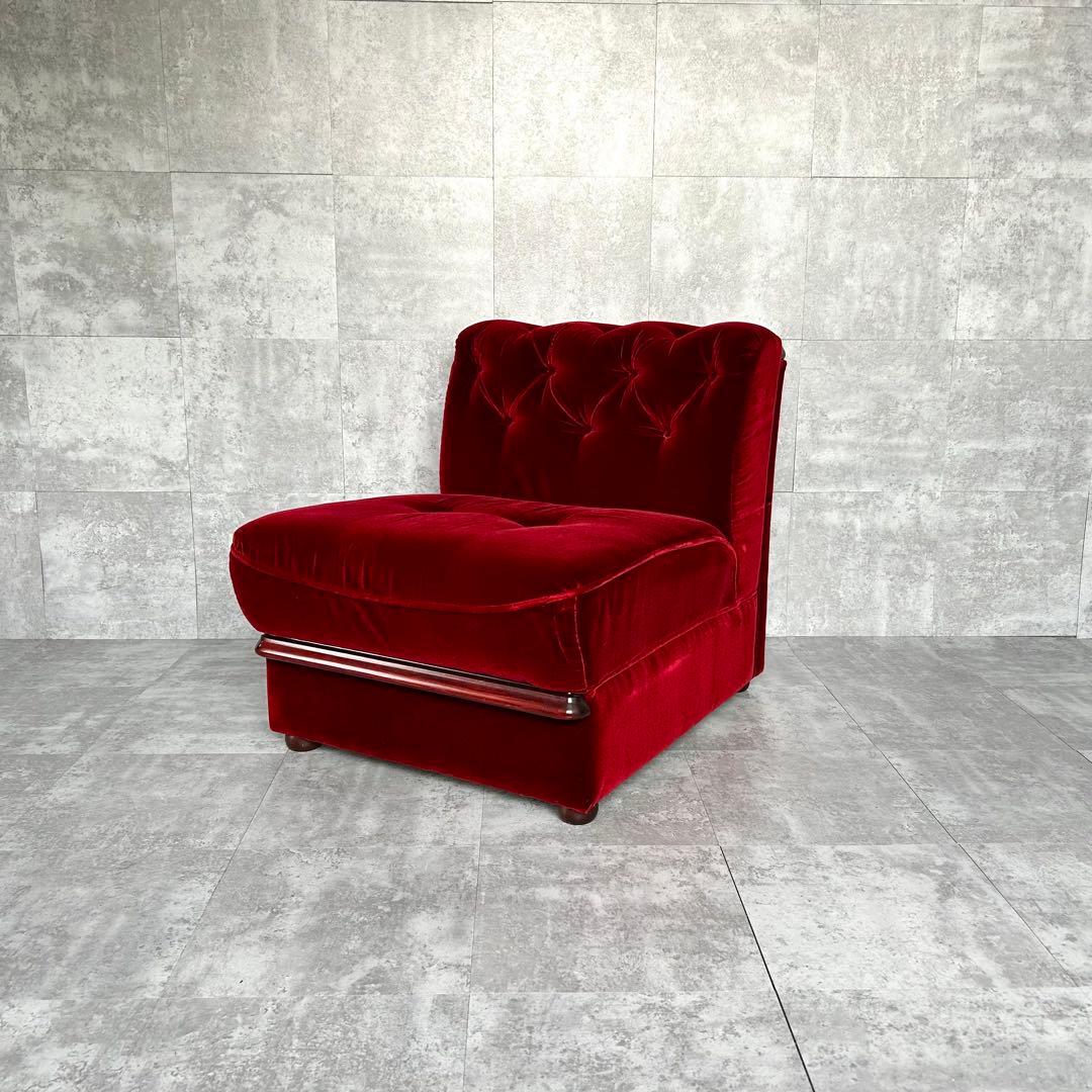 【1980's vintage】ベルベット チェスターフィールド 1Pソファ