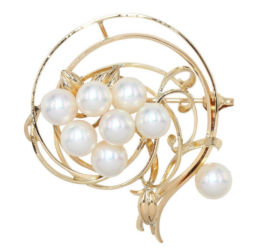 R2006 ノーブランド K18YG パール ブローチ