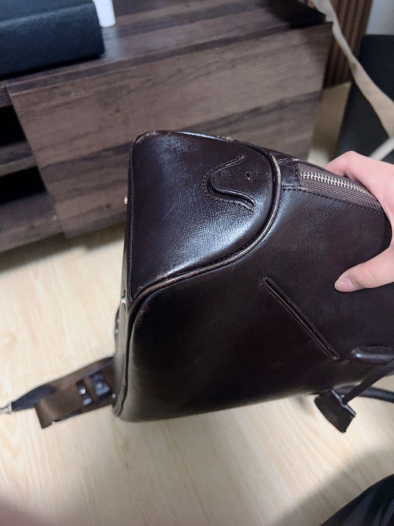 【美品】【PID】ダークブラウン ブリーフケース バッグ 牛革 2WAY