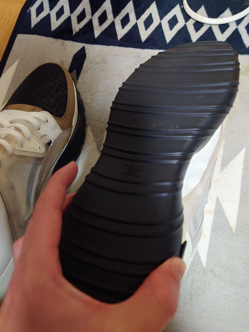 【極美品】FENDI ズッカ柄 ローカット レザー＆メッシュスニーカー 28cm