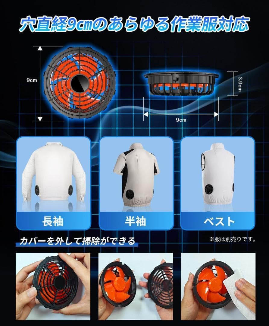 ファン バッテリー セット28V超高出力 30000mAh大容量 5段階風量調