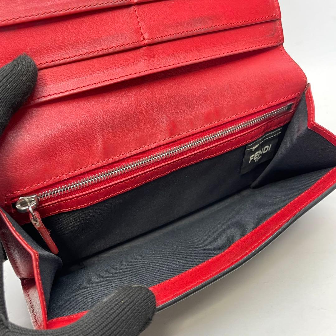 2932 フェンディ 長財布 モンスター バグズアイ バイカラー ブラックレッド