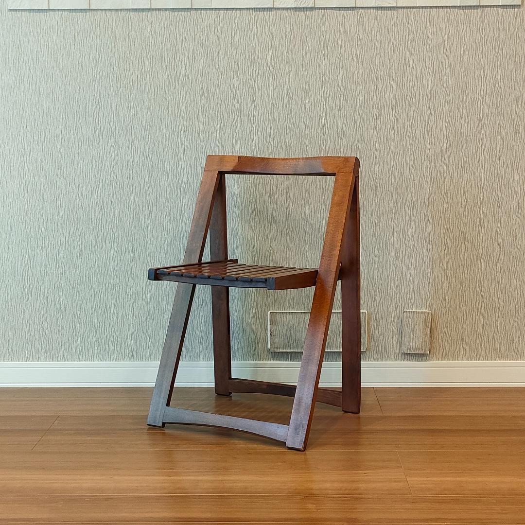 ヴィンテージ　木製　真鍮金具　フォールディングチェア　折りたたみ椅子
